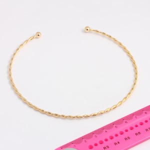 24k Shiny Gold Plated Choker, Wire Choker Necklace, Adjustable, Braided Wire Choker Necklace, Gold Plated Findings, MBGBXB412-1