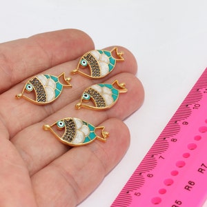 12x26mm 24k Shiny Gold Plated Fish Charms, Micro Pave Charms,  MBGMTE1317