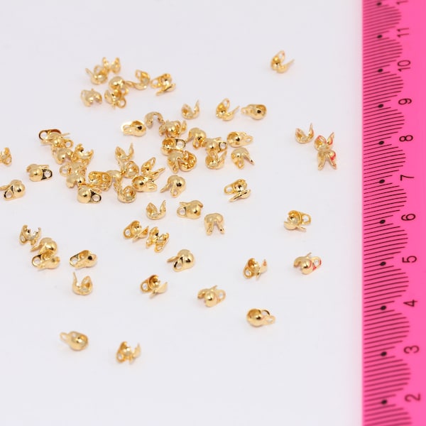 24k Shiny Gold Plated Ball Chain Crimps, Fits 1,5mm,  Ball Chain Clasp, Bead Tips, Cord Tips, Gold Plated Findings,   MBGFNL160