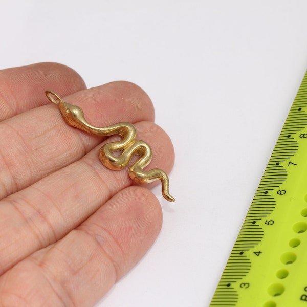 Raw Brass Snake Charm, Snake Pendant, Snake Jewelry, Snake Necklace Charms, Animal Charms, Raw Brass Findings,  MBGMTE341