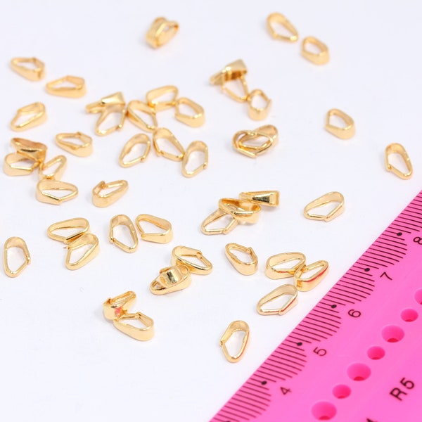 24k Shiny Gold Plated Gold Pinch Bails, Pendant Bails, Charm  MBGCHK407