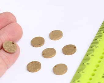 Raw Brass Hammered Coins, Spacer Beads, Round MBGMTE467