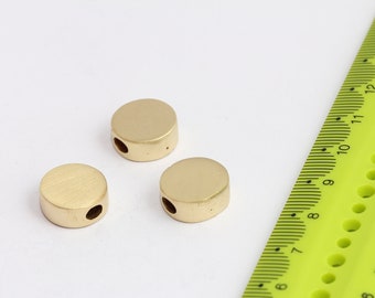 Contas redondas de latão bruto de 14 mm, contas com furo grande, círculo de latão, MBGSOM79