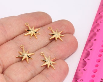 Shiny Gold North Star Charms, Star Pendant, North Star Charms, Polaris Charms, Star Beads, Gold Plated Findings  MBGSLM982