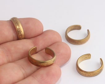 17-18mm Raw Brass Adjustable Ring, Wide Band Ring, Brass Ring, Simple Ring, Thick Band Ring, Brass Band Ring, Raw Brass Findings, MBGMTE382