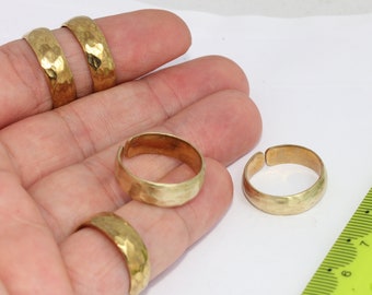 Raw Brass Hammered Flat Rings, Simple Rings, Adjustable Rings, Raw Brass Flat ring, Hammered Ring, Raw Brass Findings      MBGMTE1538