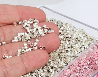 Matt Silber Farbe Plated Crimp Beads, Quetschkalotten, Tiny Crimp Beads MBGMTE968