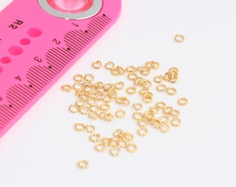 23ゲージ 3mm 24K シャイニーゴールド ジャンプリング、ゴールドコネクター、ジュエリー製作用品、MBGBRT333