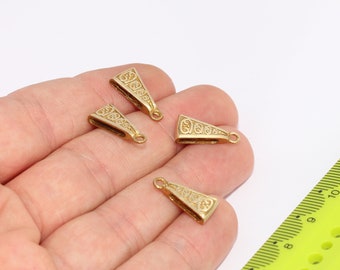 Raw Brass Pendant Bail, Pinch Bail, Necklace Connector, Charm Pinch Bails, Pendant, Raw Brass Findings MBGAE241