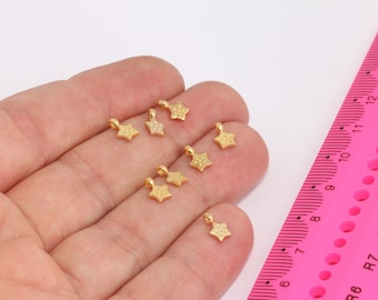 24k Shiny Gold Plated Star Charms, Star Pendant, Bracelet Beads, Star Beads, Gold Star Necklace, Dainty Charms, Gold Plated  MBGMLS135