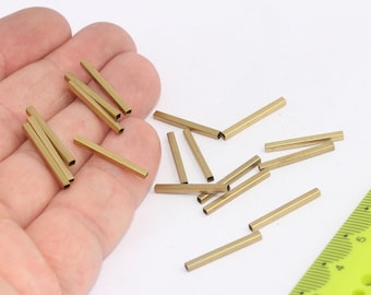 Raw Brass 2x20mm Square tubes, Square tube beads, Tube Beads, Raw Brass Tubes  MBGTBR63