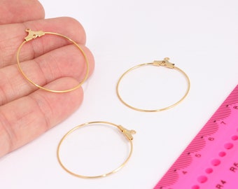 Shiny Gold Plated Earring Hoops, Hoop Ear Wire, Hoop Earrings, Earring Settings, Large Hoop Earrings, Gold Plated Earrings, MBGCHK477