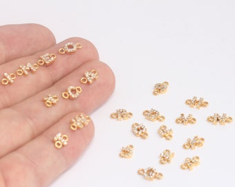 5x10mm 24k Shiny Gold Cz Letter Charms (A-Z Letters), Cubic Zirconia Letter Charms, Double Handle Letter MBGXP544