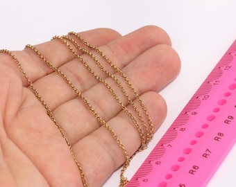 1,5mm Dark Brass Rolo Chain, Raw Brass Rolo Chain, Box Chains, Raw Brass Chains, Rollo, Tiny Cable Chain, Raw Brass Findings, MBGBXB314