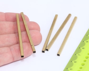 Raw Brass Square Tubes , Long Square Tube Beads , Tube Beads, Rectangle, Tube Necklace  MBGTBR29