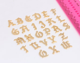 Dije de letra de oro brillante de 24 k (12 x 14 mm), dijes iniciales, colgante de letra, collar de letras de oro, collar personalizado, MBGHRF48