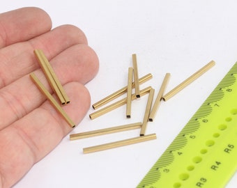 Tubos cuadrados de latón crudo, Cuentas de tubo cuadradas, Cuentas de tubo, Tubos de latón crudo, MBGTBR64