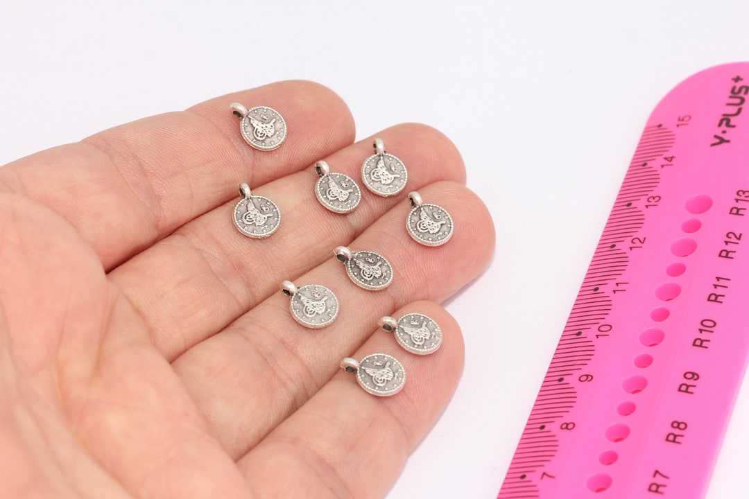 8mm Antique Silver Ottoman Disc, Ottoman Jewelry, Round Coin, Ottoman