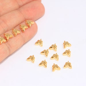 7mm 24k Shiny Gold Butterfly Charms, Butterfly Pendant, Dainty Beads, Necklace Charm, Bracelet Charms, Gold Plated Findings, MBGBXB175-5