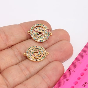 Micro Pave Infinity Charms, Cubic Zirconia Infinity Bracelet Connector, Colorful Stone Charms, Gold Plated Charms  MBGMLS987