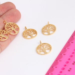 18x23mm 24k Shiny Gold Plated Tree Of Life, Tree Of Life Pendant, Yoga Pendant, Flower Of Life, Yoga Charms, Gold Plated Findings, MBGMTE667