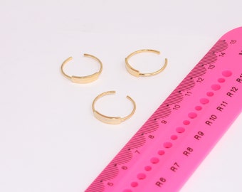 Bagues personnalisées en or brillant 16-18mm 24k, bagues réglables, bague de plaque signalétique, bagues empilables en or, bagues délicates, MBGBRT888