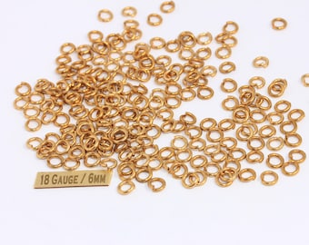 6mm 18 Gauge Raw Brass Jump Rings, Brass Connector, Open Jump Rings, Strong Jump Rings, Bulk Jump Rings, Jewelry Making Supplies, MBGHLS10