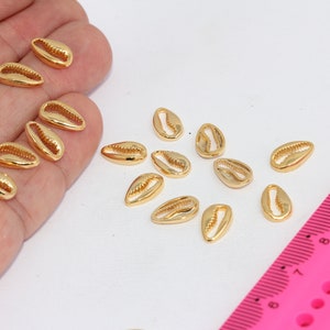 7x11mm 24k Shiny Gold Plated Cowrie, Cowrie Charms, Cowrie Shell Pendant, Cowrie Necklace, Small Gold Cowrie, Boho Charms, Charms,MBGMTE1229