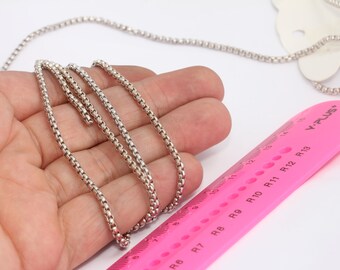 Cadena Rolo de 2,8 mm con baño de rodio, cadenas soldadas, cadena de lote a granel, cadenas soldadas, cadenas plateadas, MBGBXB282