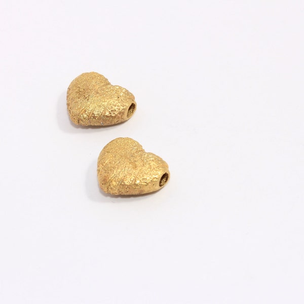 16x19mm Raw Brass Puffed Heart Charm, Sandblasted Heart Pendant, Top Hole Heart Necklace Charms, Raw Brass Findings, MBGCHK165-5