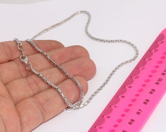 19インチ 2mm ロジウムメッキ スネークネックレス、既製ネックレス、ケーブルネックレス、シルバーカラーメッキネックレス、MBGCHK639-1
