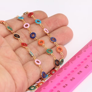 6,5mm 24k Shiny Gold Coin Chain, Disc Coin Chains, Colorful Donut Bar Chains, Bulk Lot Chain, Gold Plated Findings, MBGBXB351-2
