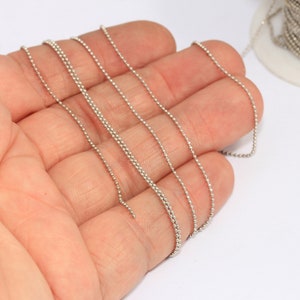 1mm Shiny Silver Plated Ball Chain, Silver Lace Ball Chain, Tiny Ball Beaded Chain, Satellite Chain, Silver Plated Findings, MBGBXB80-1