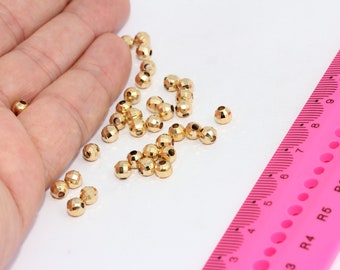 5mm 24k Shiny Gold Plated Faceted Beads, Disco Ball Beads,   MBGMTE1089