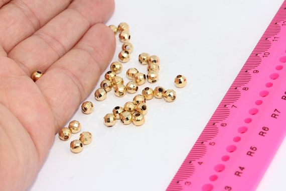 5mm 24k Shiny Gold Plated Faceted Beads, Disco Ball Beads