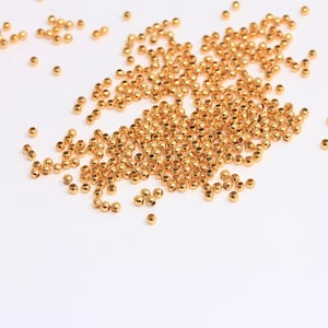 2mm 24k Shiny Gold Beads, Ball Bracelet Beads, Mini Round Beads, Ball Charms, Gold Ball Spacer Beads, Gold Plated Findings, MBGBRT540