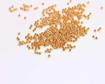 2mm 24k Shiny Gold Beads, Ball Bracelet Beads, Mini Round Beads, Ball Charms, Gold Ball Spacer Beads, Gold Plated Findings, MBGBRT540