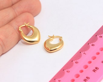 16 x 20 mm 24 kt glanzende gouden hartoorbel, hefboom oorbellen, oorbellen, kleine oorbellen, vergulde oorbellen, MBGXP365