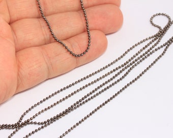 1,5mm Gunmetal Plated Ball Chain, Faceted Ball Chain, Gunmetal Lace Chain, Tiny Gunmetal Chain, Gunmetal Plated Findings, MBGBXB275