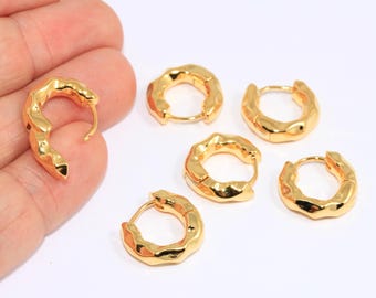 17mm 24k Shiny Gold Hoop Earrings, Drop Earrings, Bone Hoop Earrings, Drop Hoops, Thick Gold Hoops, Gold Plated Findings, MBGROSE553