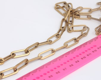 8x22mm Raw Brass Link Chain, Brass Cable Chain, Thick Link Chain, Bulk Chains, Raw Brass Findings, MBGBXB91