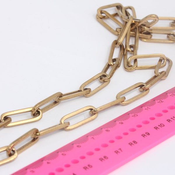 8x22mm Raw Brass Link Chain, Brass Cable Chain, Thick Link Chain, Bulk Chains, Raw Brass Findings, MBGBXB91