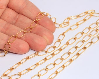 6x11mm 24k Shiny Gold Link Chain, Oval Link Chain, Gold Bar Chain, Gold Cable Chain, Bulk Lot Chains, Gold Plated Findings, MBGCHK469-2