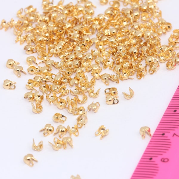 1mm 24k Gold Plated Crimp, Ball Chain Crimp, Chain Connector, Chain Ends, Crimp Ends, Bead Tip, Gold Plated , MBGBRT341