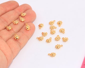 7,5x10mm 24k glanzende gouden zon charmes, zon charme, gouden zon, mini zon charme, sierlijke charmes, zon hanger, vergulde bevindingen, MBGCHK71-2