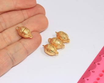 10x13mm 24k Matt Gold Half Ball Clasps, Bracelet Cord Clasp, MBGMGN7