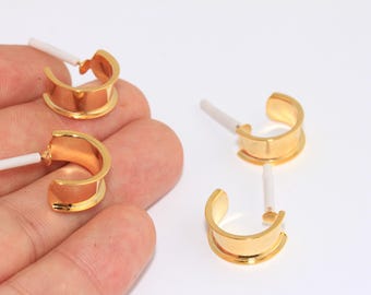 16mm 24K Gold Plated Channel Earrings, Inner 7mm, Inlay Hoop Earrings, Circle Earring Settings, Earring Hoop, Gold Plated Findings MBGBRT796