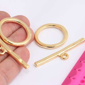 31mm 24k Shiny Gold Plated Toggle Clasp, Ring T Bar, T Bar Fasteners,  Bracelet Closures, Gold Plated Findings, MBGCHK131