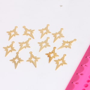 14x22mm 24k estrella polar chapada en oro brillante, colgante de estrella del norte, dijes de estrella polar, dijes de pulsera, colgante, hallazgos chapados en oro, MBGMTE242