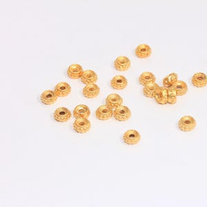 5,5mm 24k Matt Gold Rondelle Beads, Spacer Beads, Leather Cord Bracelet Charms, Ball Spacer Beads, Gold Plated Findings, MBGFNL146